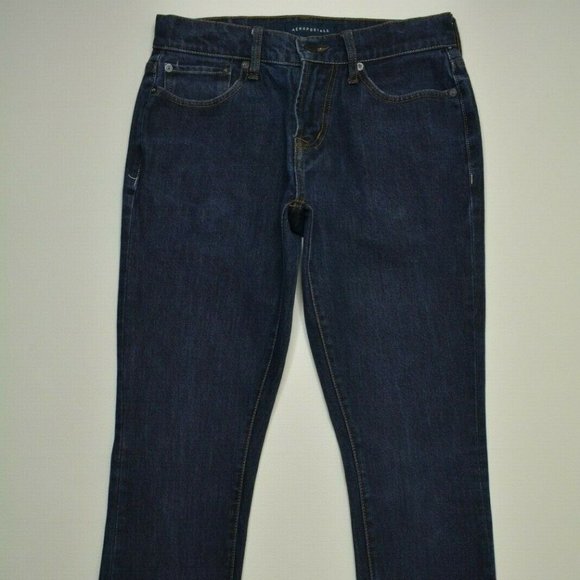 AEROPOSTALE Size 28 x 32 Mens SKINNY Leg LOW Rise DARK Wash Denim BLUE JEANS - Picture 1 of 10
